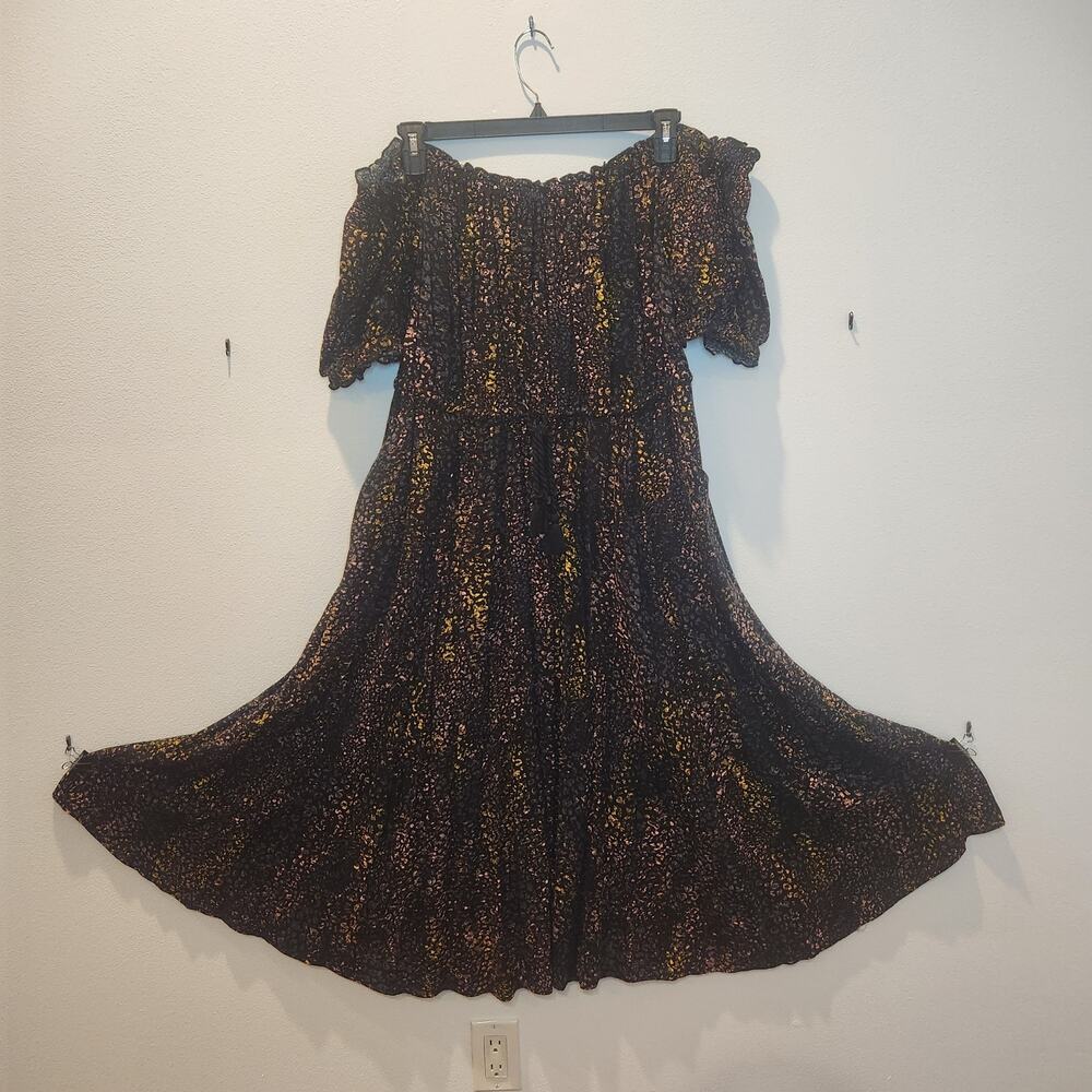 NWT Torrid 2X Dark Romantic Peasant Dress Off The Sholder Midi Rayon Dress